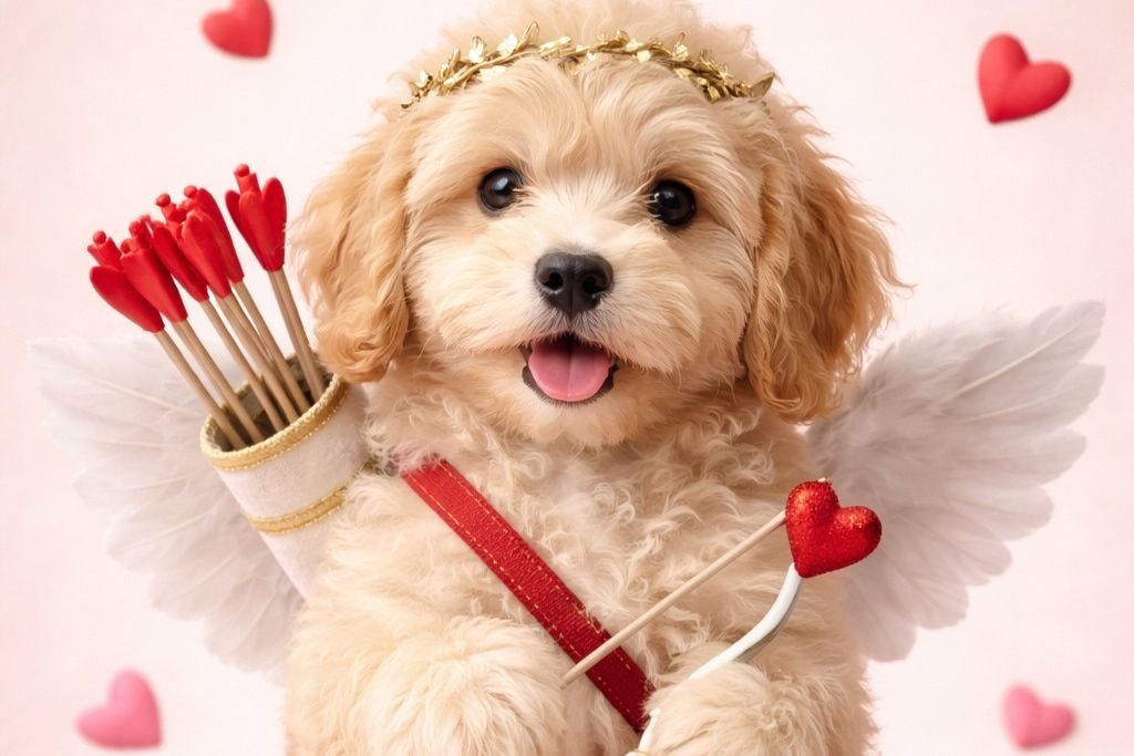 doodle dressed as cupid